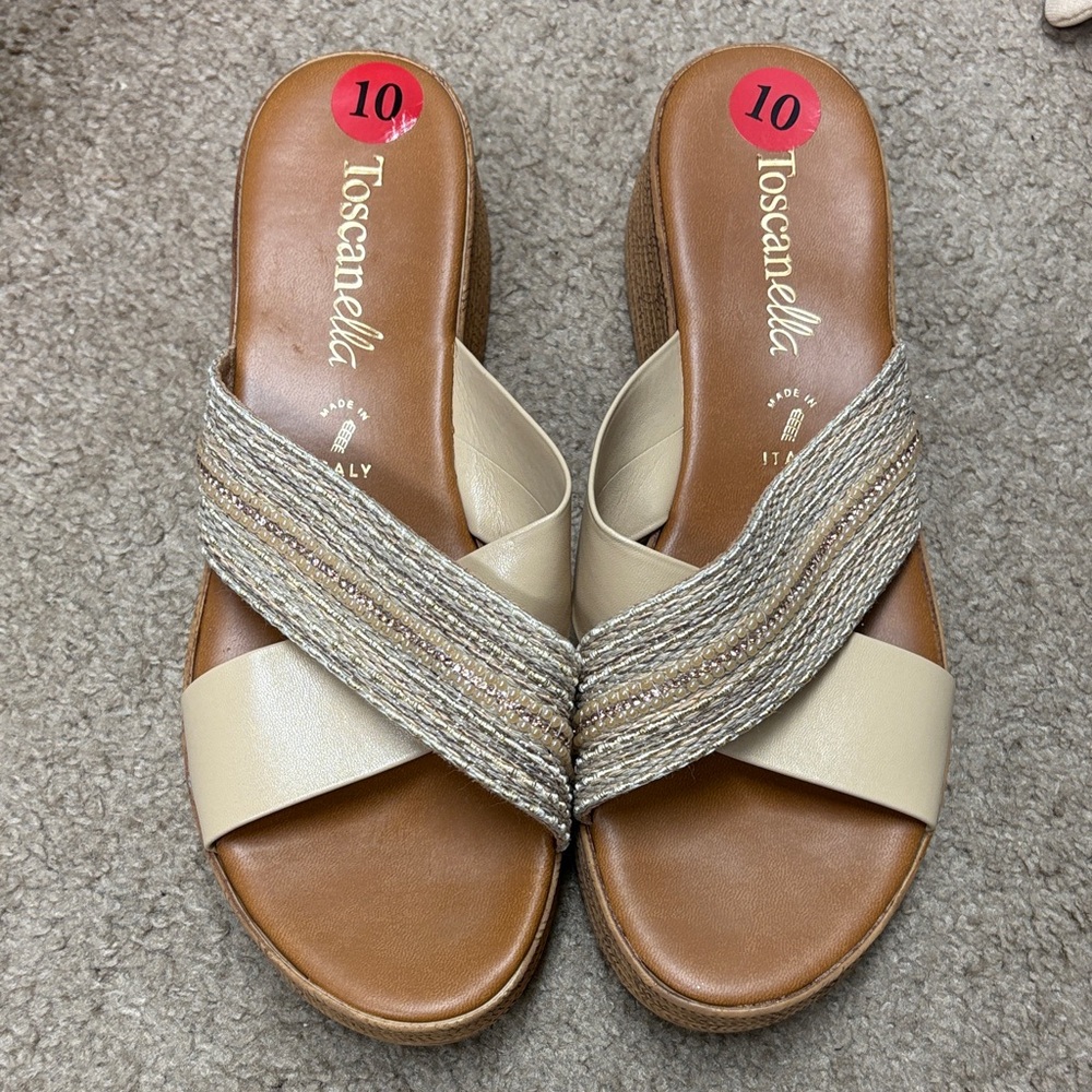 Abella Cream and Brown Sandals